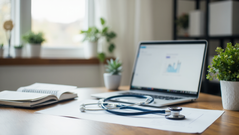 A professional health consultant workspace focusing 768x434